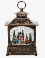 Новогодний декоративный маслянный фонарь , снеговик с елочками, музыкальный, 2 режима, USB,3*АА,