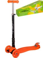 Самокат 3-х колесный складной оранжевый 57*25*78-87 см, светящиеся колеса