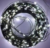 Гирлянда нить  КАПЕЛЬКА РОСЫ С ПУЛЬТОМ зеленый пров (50м/500л) с эф.мерцания,в туб х/бел+х/бел мерц