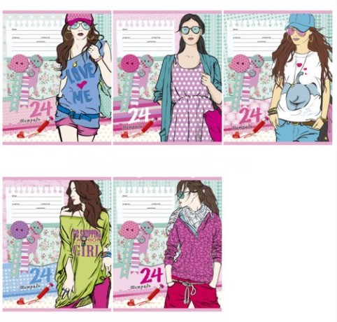 ТЕТРАДЬ 24Л. КЛЕТКА "ДЕВУШКИ И ПУГОВИЦЫ"