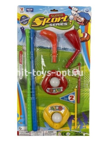 Большой игровой набор: гольф 2 клюшки, 2 мячика, 2 лунки, 2 флажка,размер 54см*31см, в пак.