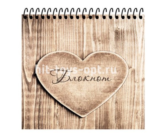 Блокнот А6 128 листов клетка "Сердце из дерева" на цветной спирали