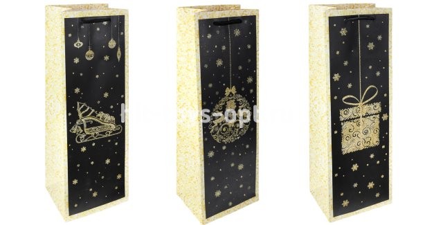 Dream cards Пакет подарочный с мат.лам. и глиттером 12х35х9см (Bottle) в ассорти, 210 г