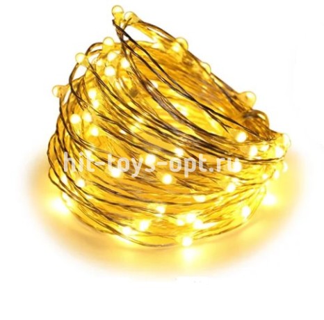 Гирлянда нить  КАПЕЛЬКА РОСЫ с ПУЛЬТОМ прозрачный пров (100м/1000л)с эф.мерцания,в туб т/бел