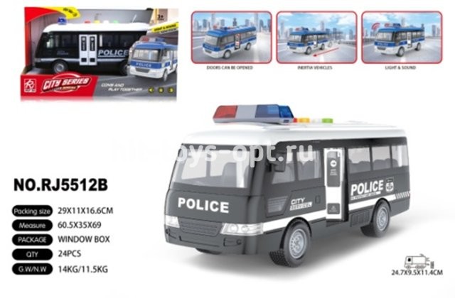 Автобус полиция свет+муз 29*17