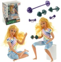Кукла шарнирная спорт с гантелями, грифом размер 17*22
