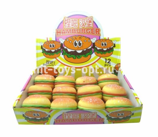 Антистресс с Гелем, Большой Гамбургер, в уп 12шт. цена за шт.