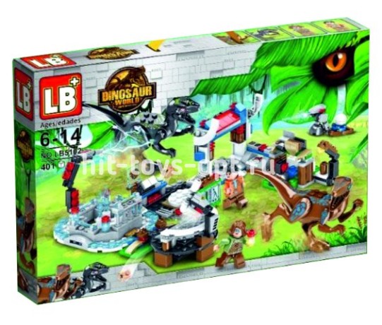 Конструктор Мир Юрского Периода - Нападение Велоцирапторов, 401 дет. Размер 47см*32см*7см