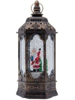 Новогодний декоративный маслянный фонарь, Дед Мороз с елочкой, Вращающиеся фигур. музыкальный, 2 реж