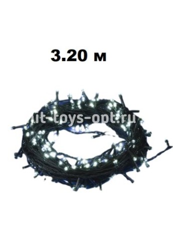 Бахрома 280л (Ш-3,20м В-75/55/35) мел диод, черн пр с переходником, УЛИЦА, 3357В, в кор Белый