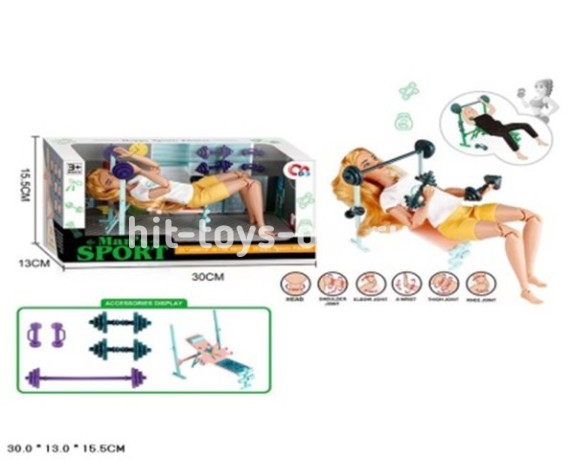 Кукла шарнирная спортсменка  размер 30*16