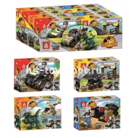 Конструктор Мир Юрского Периода - Отражение атаки Велоцерапторов, 4 вида (61-76 дет), в уп 8шт. Цена