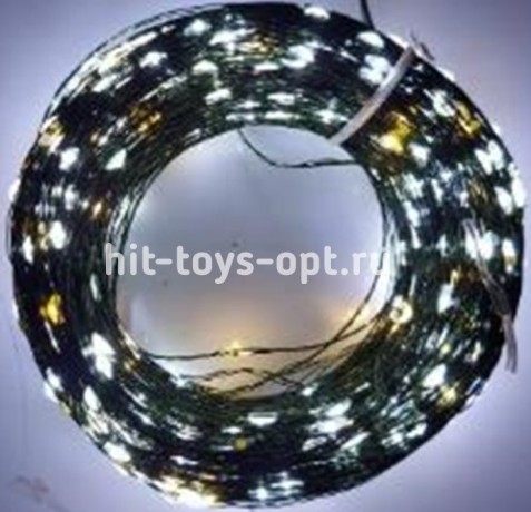 Гирлянда нить КАПЕЛЬКА РОСЫ с ПУЛЬТОМ зеленый пров(100м/1000л)  с эф.мерцания,в туб х/бел