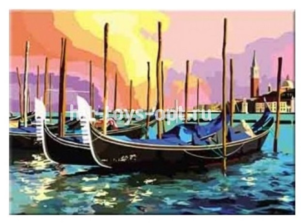 Раскраска по номерам. Венецианские Гандолы Формат А3 (в конверте).