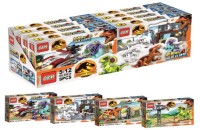 Конструктор Мир Юрского Периода - Побег Ти-Рекса, Велоцераптора и пр. 4 вида (123-132дет) в уп 8шт.