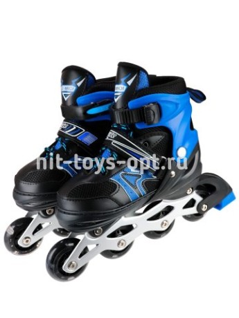 Ролики раздвиж. (голубые)(колеса PU 64мм со светом, р-р M 35-38) в сумке