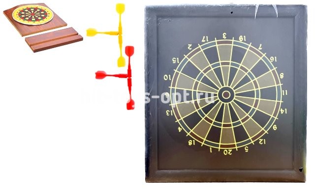 Магнитный Дартс настольный (на подставке) дерево.23см*22см, в пак.