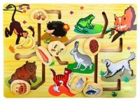 Деревянная игрушка. Лабиринт логический &quot;ЧЕМ ПИТАЮТСЯ ЖИВОТНЫЕ?&quot; (34х24,5)