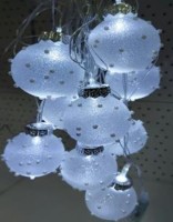 гирлянда нить диод 10л, лампочка-пластиковый шарик ШИПЫ 5.7см, 5М,  , пр упак (5М/10Л)  Холодный Бел