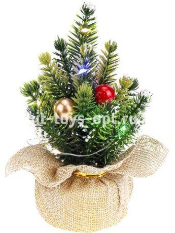 Декоративная ёлка с подсветкой "Праздник"на батарейках (не в комплекте), 18 см.