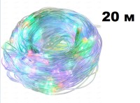 Гирлянда нить (20м/160л) крупный диод пр.провод с переходником УЛИЦА эф.мерцания в упак мульти+ муль
